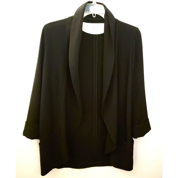 Wilfred Chevalier Black Open Front  Cardigan Jacket Pockets Size 8 EUC - Picture 2 of 11